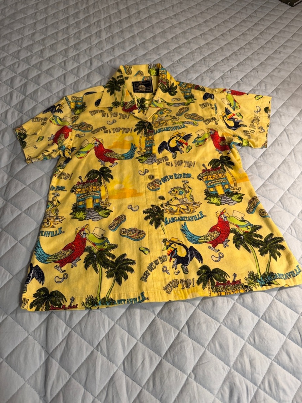 Margaritaville Yellow Tropical Parrot Camp Shirt
